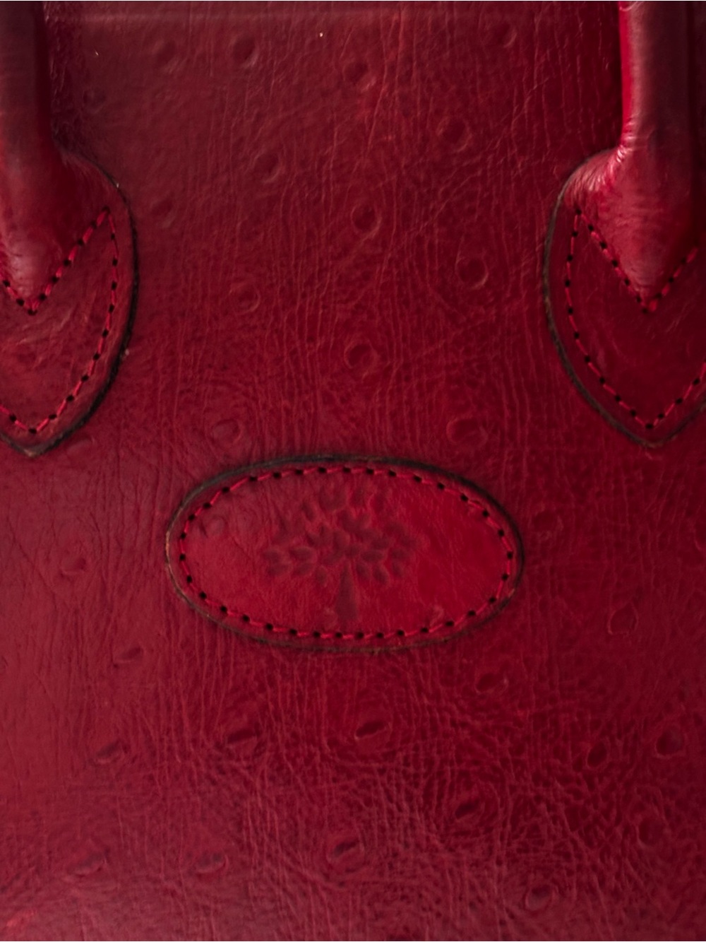 RARE Vintage Mulberry Red Ostrich Leather Bag/ Backpack - Picture 2 of 16